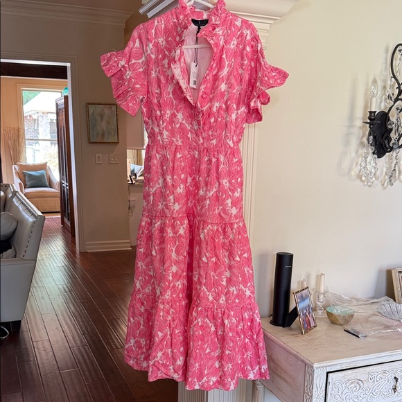 Aje Dresses & Skirts - Abbey Glass Pink and White Floral Midi Dress nwt